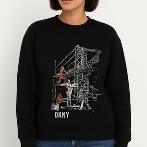 DKNY Black Sweatshirt Casual Chic Style Size M